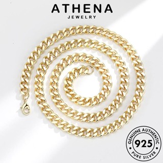 ATHENA JEWELRY เครื่องประดับ แท้ สร้อยคอ เกาหลี ผู้ชาย มินิมอลคิวบา 925 เครื่องประดับ ต้นฉบับ แฟชั่น ทอง Silver เงิน จี้ N10