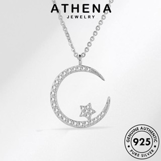 ATHENA JEWELRY 925 เกาหลี จี้ ต้นฉบับ ไดมอนด์ ผู้หญิง เครื่องประดับ เงิน แท้ Silver สร้อยคอ แฟชั่น มอยส์ซาไนท์ โกลด์ พระจันทร์น่ารัก เครื่องประดับ N56