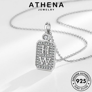 ATHENA JEWELRY แฟชั่น เกาหลี โกลด์ จี้ แท้ ป้ายสี่เหลี่ยมธรรมดา ไดมอนด์ เงิน 925 Silver มอยส์ซาไนท์ ต้นฉบับ ผู้หญิง สร้อยคอ เครื่องประดับ เครื่องประดับ N59