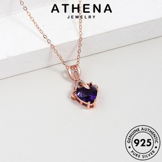 ATHENA JEWELRY เงิน เกาหลี ผู้หญิง เครื่องประดับ แท้ แฟชั่น จี้ Silver พลอยสีม่วง สร้อยคอ ต้นฉบับ เครื่องประดับ แฟชั่น 925 N62