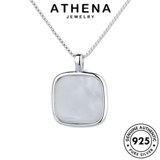 ATHENA JEWELRY จัตุรัสแฟชั่น เกาหลี สร้อยคอ จี้ แฟชั่น เครื่องประดับ 925 เครื่องประดับ ผู้หญิง ต้นฉบับ เงิน ทอง Silver แท้ N48