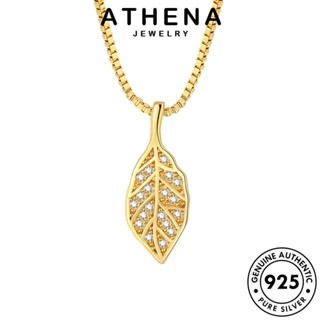 ATHENA JEWELRY โกลด์ สร้อยคอ มอยส์ซาไนท์ เงิน แฟชั่น 925 ไดมอนด์ ต้นฉบับ เครื่องประดับ จี้ แท้ ใบไม้ที่บอบบาง เกาหลี เครื่องประดับ ผู้หญิง Silver N101