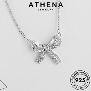 ATHENA JEWELRY โบว์แฟชั่น เงิน จี้ แฟชั่น Silver เครื่องประดับ ไดมอนด์ มอยส์ซาไนท์ เครื่องประดับ แท้ เกาหลี ผู้หญิง 925 สร้อยคอ โกลด์ ต้นฉบับ N122