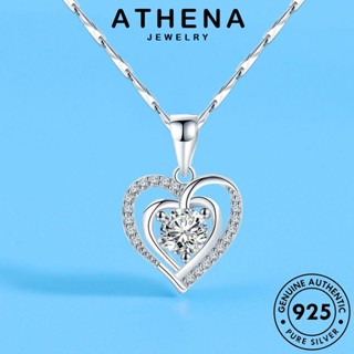 ATHENA JEWELRY ผู้หญิง เครื่องประดับ แท้ ไพลิน รักบุคลิกภาพ เครื่องประดับ ต้นฉบับ เกาหลี สร้อยคอ 925 เงิน แฟชั่น Silver จี้ N123