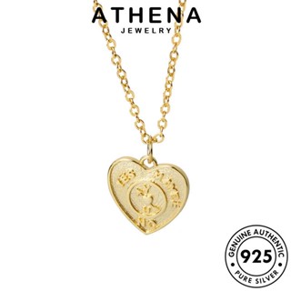 ATHENA JEWELRY เกาหลี เครื่องประดับ เครื่องประดับ แฟชั่น ต้นฉบับ เงิน จี้ Silver ทอง 925 สร้อยคอ หัวใจย้อนยุค แท้ ผู้หญิง N142