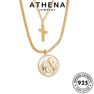 ATHENA JEWELRY ผู้หญิง 925 ทอง แท้ เงิน เครื่องประดับ แฟชั่น จี้ Silver เกาหลี สร้อยคอ ต้นฉบับ เครื่องประดับ ข้ามวินเทจ N143