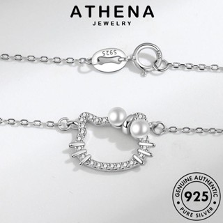 ATHENA JEWELRY ไข่มุก ต้นฉบับ 925 แท้ สร้อยคอ จี้ เงิน เครื่องประดับ เกาหลี เครื่องประดับ ผู้หญิง แมวน่ารัก Silver แฟชั่น N178