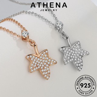 ATHENA JEWELRY มอยส์ซาไนท์ ต้นฉบับ เกาหลี เงิน เครื่องประดับ ใบเมเปิ้ลแฟชั่น ผู้หญิง เครื่องประดับ แท้ โกลด์ แฟชั่น Silver ไดมอนด์ 925 จี้ สร้อยคอ N180