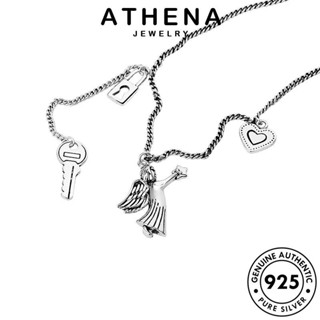 ATHENA JEWELRY แฟชั่น 925 เกาหลี จี้ ต้นฉบับ เงิน ผู้หญิง Silver เครื่องประดับ สร้อยคอ เครื่องประดับ แท้ พระเจ้าหัวใจย้อนยุค N136