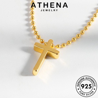 ATHENA JEWELRY สร้อยคอ ข้ามมัน ผู้หญิง เงิน เครื่องประดับ จี้ 925 ต้นฉบับ เกาหลี เครื่องประดับ แฟชั่น ทอง แท้ Silver N235