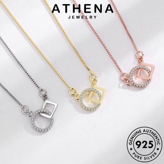 ATHENA JEWELRY แท้ เกาหลี ต้นฉบับ โกลด์ เครื่องประดับ เงิน ผู้หญิง จี้ มอยส์ซาไนท์ ไดมอนด์ สร้อยคอ วงกลมง่ายๆ 925 Silver เครื่องประดับ แฟชั่น N237