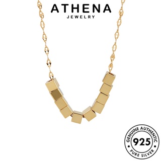 ATHENA JEWELRY เครื่องประดับ เครื่องประดับ 925 เกาหลี ต้นฉบับ สร้อยคอ ทอง ลูกบาศก์ ผู้หญิง แฟชั่น จี้ แท้ เงิน Silver N242