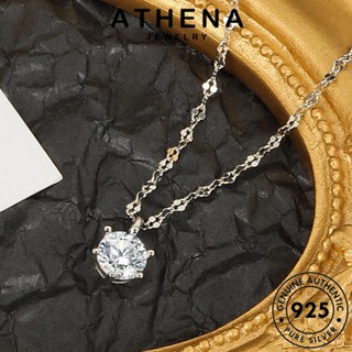 ATHENA JEWELRY สร้อยคอ 925 แฟชั่นหกกรงเล็บ ผู้หญิง มอยส์ซาไนท์ จี้ แฟชั่น ไดมอนด์ เครื่องประดับ เงิน แท้ โกลด์ เครื่องประดับ เกาหลี ต้นฉบับ Silver N248