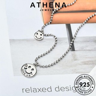 ATHENA JEWELRY ต้นฉบับ จี้ เครื่องประดับ สร้อยคอ 925 เงิน เกาหลี ผู้หญิง ยิ้มย้อนยุค แท้ เครื่องประดับ แฟชั่น Silver N262