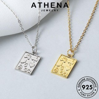 ATHENA JEWELRY แฟชั่น ทอง ต้นฉบับ เงิน 925 เกาหลี จี้ ป้ายสี่เหลี่ยมย้อนยุค สร้อยคอ เครื่องประดับ Silver แท้ ผู้หญิง เครื่องประดับ N270