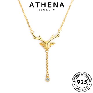 ATHENA JEWELRY Silver เครื่องประดับ จี้ 925 เกาหลี มอยส์ซาไนท์ สร้อยคอ ต้นฉบับ โกลด์ เงิน เครื่องประดับ แท้ ไดมอนด์ กวางน่ารัก ผู้หญิง แฟชั่น N275