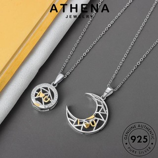 ATHENA JEWELRY จี้ 925 สร้อยคอ เครื่องประดับ แท้ ต้นฉบับ แฟชั่น เกาหลี เหรียญจดหมาย มอยส์ซาไนท์ไดมอนด์ ผู้หญิง Silver เงิน เครื่องประดับ N282