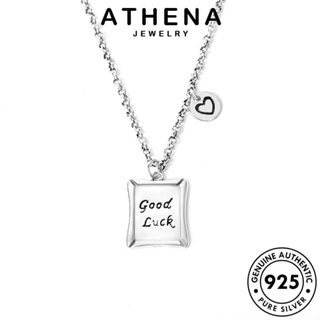 ATHENA JEWELRY 925 เครื่องประดับ จี้ Silver ผู้หญิง เงิน สร้อยคอ เกาหลี แท้ เครื่องประดับ แฟชั่น ป้ายสี่เหลี่ยมย้อนยุค ต้นฉบับ N299