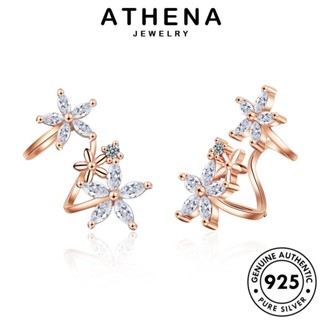 ATHENA JEWELRY ผู้หญิง เครื่องประดับ เครื่องประดับ ห่วง ตุ้มหู แฟชั่น แท้ ดอกไม้ Silver ไดมอนด์ 925 มอยส์ซาไนท์ ต่างหู หนีบ โกลด์ เกาหลี ต้นฉบับ เงิน E67