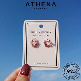 ATHENA JEWELRY Silver แท้ หนีบ ต่างหู 925 แฟชั่น ไข่มุกทอง เครื่องประดับ ห่วง ตุ้มหู ผู้หญิง เกาหลี เครื่องประดับ เงิน ต้นฉบับ ดอกไม้ E78