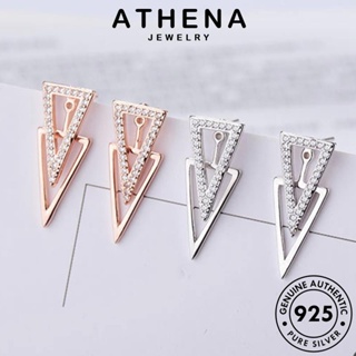 ATHENA JEWELRY ต้นฉบับ เครื่องประดับ เงิน โกลด์ ไดมอนด์ เกาหลี ผู้หญิง ตุ้มหู ห่วง หนีบ สามเหลี่ยม เครื่องประดับ 925 แฟชั่น มอยส์ซาไนท์ ต่างหู Silver แท้ E125