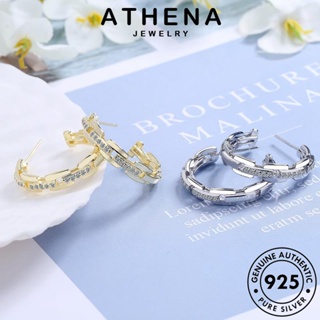 ATHENA JEWELRY 925 ต่างหู โกลด์ มอยส์ซาไนท์ หนีบ ผู้หญิง ตุ้มหู ไดมอนด์ เกาหลี โซ่ เงิน แท้ ห่วง เครื่องประดับ ต้นฉบับ Silver เครื่องประดับ แฟชั่น E140