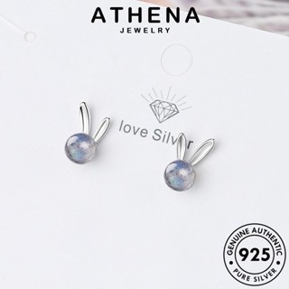 ATHENA JEWELRY แฟชั่น ห่วง เครื่องประดับ เครื่องประดับ เงิน ต้นฉบับ ต่างหู Silver แท้ เกาหลี มูนสโตน ผู้หญิง หนีบ 925 กระต่าย ตุ้มหู E103