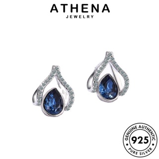 ATHENA JEWELRY แท้ เครื่องประดับ เกาหลี Silver รูปร่างลูกแพร์ ไพลิน แฟชั่น เงิน หนีบ เครื่องประดับ ต้นฉบับ ห่วง ผู้หญิง ตุ้มหู 925 ต่างหู E107