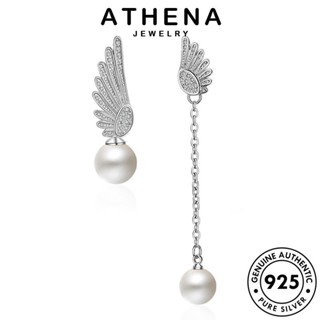 ATHENA JEWELRY เกาหลี แฟชั่น ห่วง เครื่องประดับ เครื่องประดับ เงิน Silver ต่างหู หนีบ ไข่มุก ปีกนางฟ้า 925 แท้ ผู้หญิง ต้นฉบับ ตุ้มหู E221