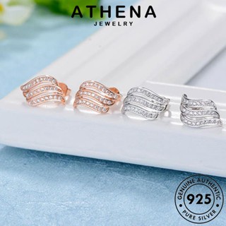 ATHENA JEWELRY 925 ปีกนางฟ้า ไดมอนด์ มอยส์ซาไนท์ เครื่องประดับ ต้นฉบับ แฟชั่น เกาหลี ห่วง Silver โกลด์ หนีบ ต่างหู เครื่องประดับ ผู้หญิง แท้ เงิน ตุ้มหู E222