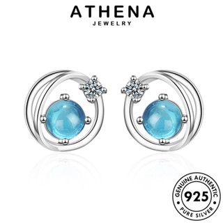 ATHENA JEWELRY เกาหลี ดาวเคราะห์ เงิน เครื่องประดับ เครื่องประดับ แฟชั่น ห่วง Silver ผู้หญิง หนีบ แท้ ตุ้มหู ต่างหู ต้นฉบับ อความารีน 925 E180