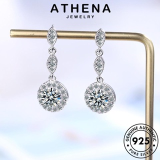 ATHENA JEWELRY เงิน หยดน้ำ แฟชั่น ตุ้มหู เครื่องประดับ ต่างหู ผู้หญิง ห่วง เครื่องประดับ Silver เกาหลี ต้นฉบับ แท้ 925 มอยส์ซาไนท์ไดมอนด์ หนีบ E196