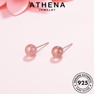 ATHENA JEWELRY แฟชั่น เครื่องประดับ ตุ้มหู ดอกพีช เครื่องประดับ ต้นฉบับ Silver เงิน ห่วง แท้ ผู้หญิง เกาหลี หนีบ ต่างหู 925 คริสตัลเพชรสีชมพู E299