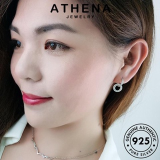 ATHENA JEWELRY เงิน 925 Silver เครื่องประดับ แท้ ต่างหู ตุ้มหู วงกลม หนีบ แฟชั่น เครื่องประดับ มอยส์ซาไนท์ไดมอนด์ ผู้หญิง ห่วง ต้นฉบับ เกาหลี E301