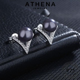 ATHENA JEWELRY แท้ เกาหลี 925 แฟชั่น รูปร่างตัววี ไข่มุก Silver ห่วง เครื่องประดับ เครื่องประดับ ผู้หญิง ตุ้มหู เงิน ต่างหู ต้นฉบับ หนีบ E312