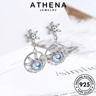 ATHENA JEWELRY Silver 925 ตุ้มหู หนีบ เครื่องประดับ เครื่องประดับ ต้นฉบับ กลม ห่วง ต่างหู ผู้หญิง มูนสโตน เงิน เกาหลี แฟชั่น แท้ E391