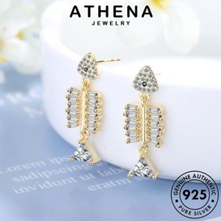 ATHENA JEWELRY ต่างหู ตุ้มหู 925 ไดมอนด์ ห่วง ต้นฉบับ แท้ ก้างปลา มอยส์ซาไนท์ โกลด์ เกาหลี แฟชั่น เงิน เครื่องประดับ Silver ผู้หญิง หนีบ เครื่องประดับ E394