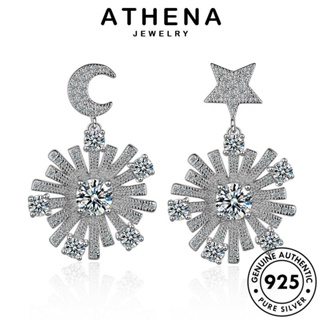 ATHENA JEWELRY แท้ เครื่องประดับ เกาหลี ตุ้มหู 925 แฟชั่น ต่างหู ต้นฉบับ มอยส์ซาไนท์ไดมอนด์ ห่วง หนีบ เครื่องประดับ ดาว ผู้หญิง เงิน Silver E484