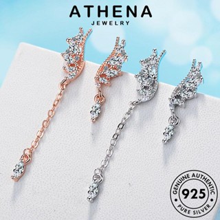 ATHENA JEWELRY ไดมอนด์ มอยส์ซาไนท์ เกาหลี เงิน ตุ้มหู แฟชั่น ห่วง โกลด์ เครื่องประดับ 925 Silver ต้นฉบับ ผู้หญิง ต่างหู แท้ เครื่องประดับ หนีบ อสมมาตร E488