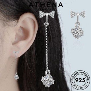 ATHENA JEWELRY แฟชั่น เครื่องประดับ แท้ เกาหลี เครื่องประดับ 925 ตุ้มหู ห่วง ต้นฉบับ หูกระต่าย ต่างหู หนีบ เงิน Silver ผู้หญิง มอยส์ซาไนท์ไดมอนด์ E511