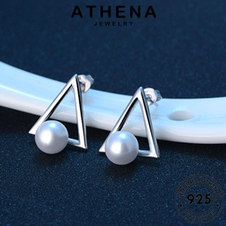 ATHENA JEWELRY ห่วง เงิน แฟชั่น ไข่มุก ตุ้มหู 925 สามเหลี่ยม เกาหลี ผู้หญิง ต้นฉบับ หนีบ เครื่องประดับ แท้ Silver เครื่องประดับ ต่างหู E518