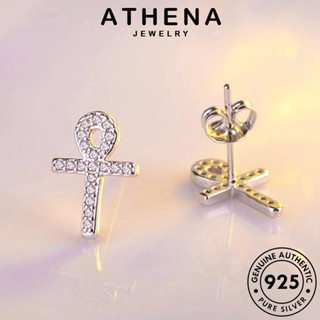 ATHENA JEWELRY เกาหลี Silver ผู้หญิง เงิน เครื่องประดับ มอยส์ซาไนท์ไดมอนด์ 925 หนีบ ห่วง แฟชั่น ต้นฉบับ ต่างหู แท้ ตุ้มหู ข้าม เครื่องประดับ E566