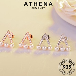 ATHENA JEWELRY ต่างหู ไข่มุกทอง ตุ้มหู เงิน ผู้หญิง เกาหลี Silver หนีบ สามเหลี่ยม ห่วง ต้นฉบับ เครื่องประดับ แท้ เครื่องประดับ แฟชั่น 925 E587