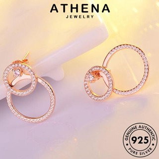 ATHENA JEWELRY แฟชั่น เครื่องประดับ หนีบ เครื่องประดับ Silver แท้ ตุ้มหู เกาหลี ผู้หญิง โกลด์ 925 มอยส์ซาไนท์ เงิน ไดมอนด์ ห่วง ต่างหู ต้นฉบับ กลม E618