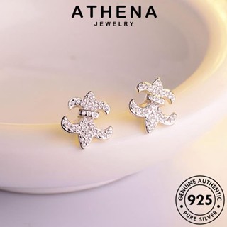 ATHENA JEWELRY ผู้หญิง ตุ้มหู เกาหลี หนีบ มอยส์ซาไนท์ไดมอนด์ เครื่องประดับ ต่างหู แท้ แฟชั่น เงิน Silver เครื่องประดับ ต้นฉบับ 925 ห่วง สมอ E640