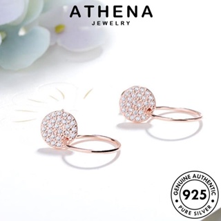 ATHENA JEWELRY ตุ้มหู แท้ โกลด์ ต้นฉบับ แฟชั่น มอยส์ซาไนท์ ผู้หญิง ห่วง ต่างหู เงิน กลม 925 ไดมอนด์ เครื่องประดับ เกาหลี เครื่องประดับ หนีบ Silver E641