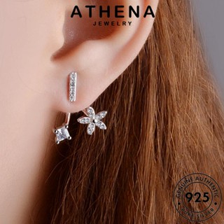 ATHENA JEWELRY 925 โกลด์ ห่วง ต้นฉบับ ไดมอนด์ ดอกไม้ แท้ เกาหลี ตุ้มหู เครื่องประดับ มอยส์ซาไนท์ แฟชั่น ผู้หญิง ต่างหู เครื่องประดับ Silver เงิน หนีบ E626