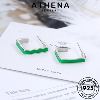 ATHENA JEWELRY หนีบ ผู้หญิง แท้ แฟชั่น เงิน 925 เครื่องประดับ เกาหลี สี่เหลี่ยม Silver ห่วง ตุ้มหู ต้นฉบับ เครื่องประดับ ต่างหู E695