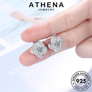 ATHENA JEWELRY ต้นฉบับ เกาหลี ต่างหู Silver เครื่องประดับ หนีบ เครื่องประดับ เงิน แฟชั่น เพื่อหมุน ห่วง ผู้หญิง แท้ มอยส์ซาไนท์ไดมอนด์ ตุ้มหู 925 E697