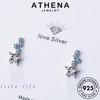 ATHENA JEWELRY ตุ้มหู ผู้หญิง เงิน ห่วง เครื่องประดับ 925 หนีบ อความารีน Silver แท้ ต่างหู ต้นฉบับ ดาว แฟชั่น เกาหลี เครื่องประดับ E784